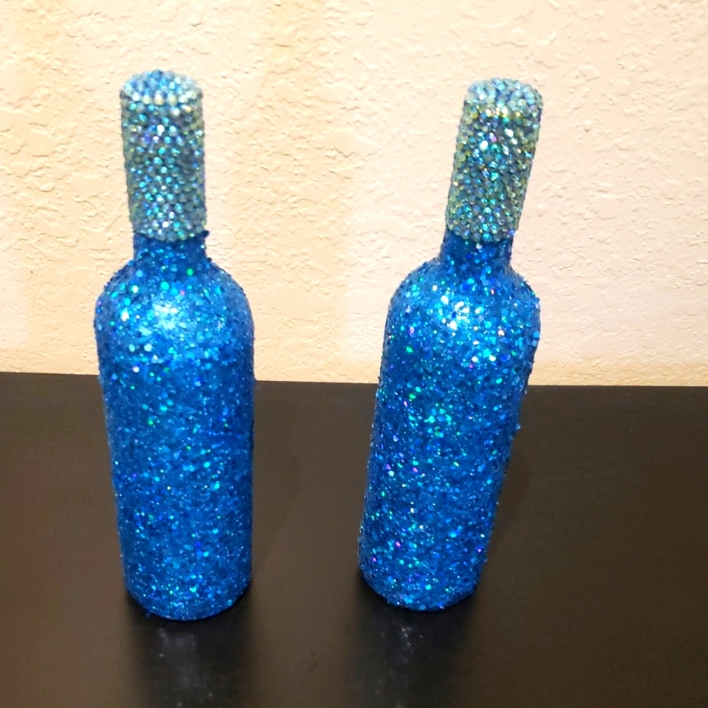 Blue Glitter Decorative Bottles : Bottles by Chanbursai